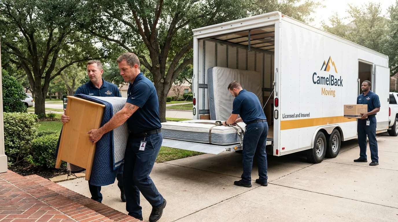 Crew loading residential truck for cross-state move from Swainsboro, GA